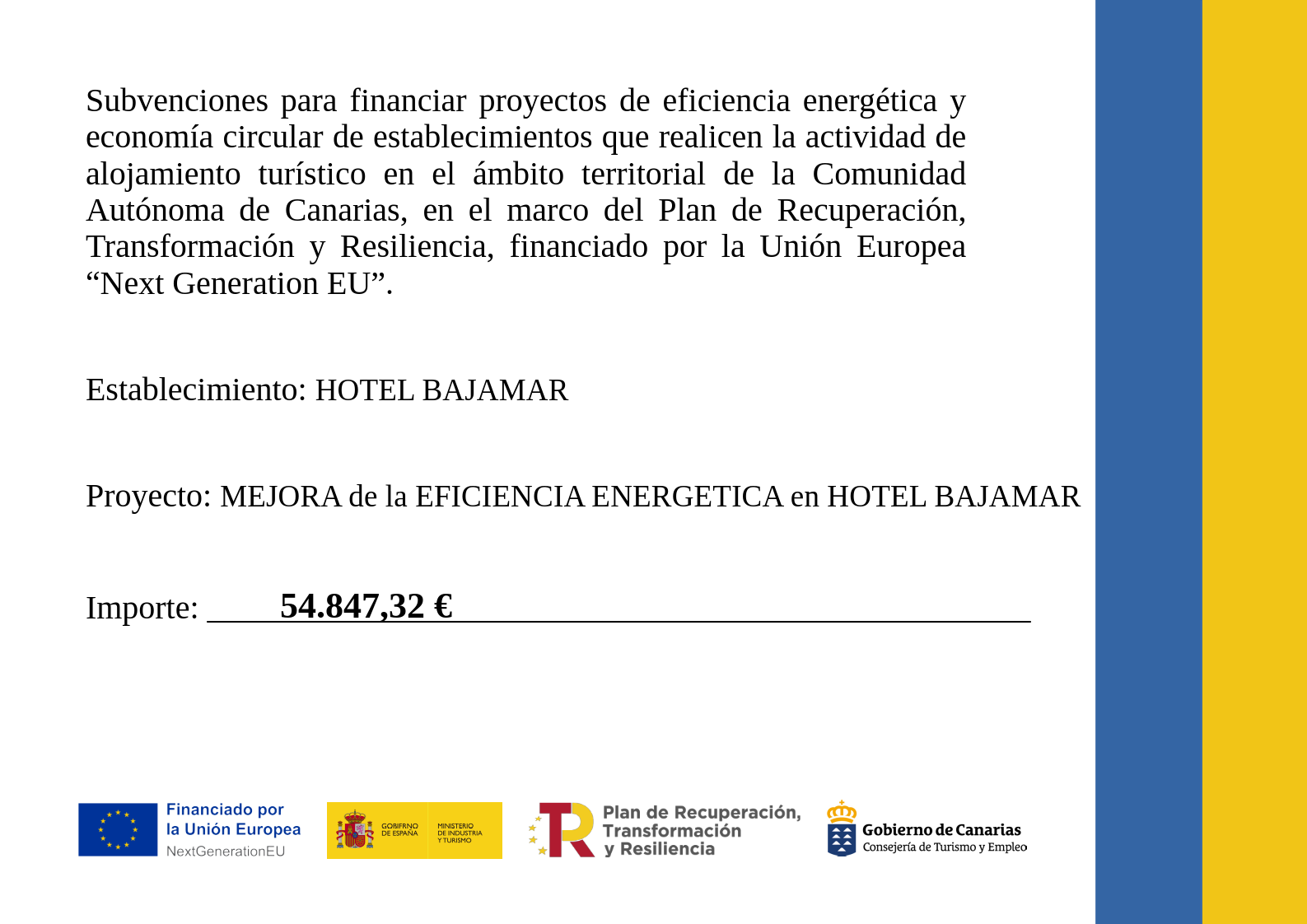 Energy Efficiency Improvement Project – NextGenerationEU